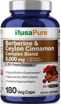 Берберин с цейлонской корицей премиум-класса NusaPure Berberine with Ceylon Cinnamon 180 капсул 2340526550 фото