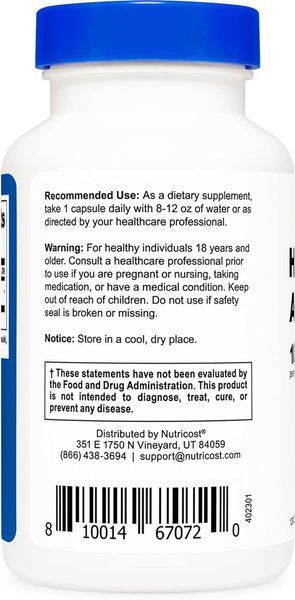 Гиалуроновая кислота Nutricost Hyaluronic Acid 120 капсул 4384306315 фото