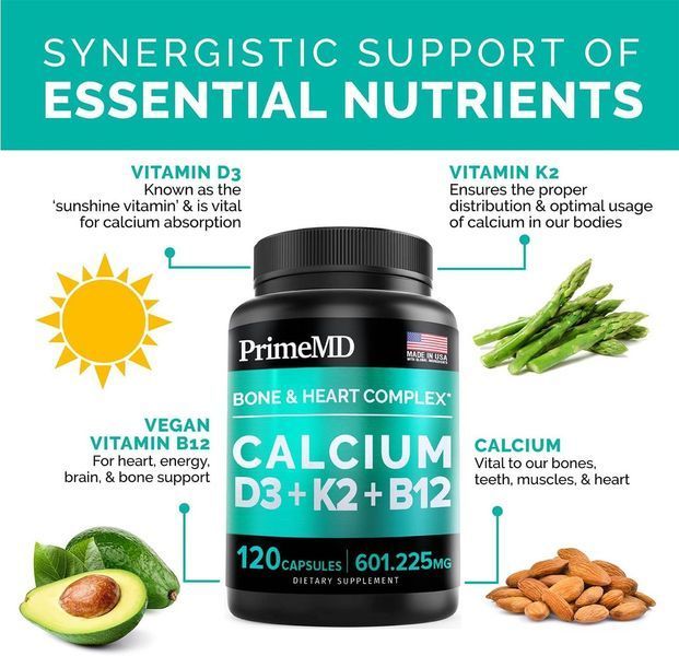 Премиальный комплекс для здоровье сердца, веса и костей PrimeMD 4-in-1 Calcium Vitamin D3 K2 B12 120 капсул 4384305993 фото