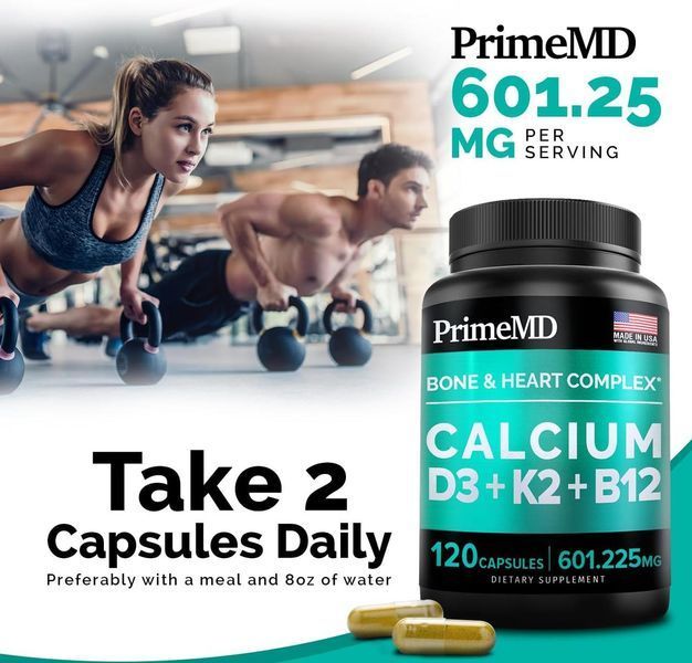 Премиальный комплекс для здоровье сердца, веса и костей PrimeMD 4-in-1 Calcium Vitamin D3 K2 B12 120 капсул 4384305993 фото