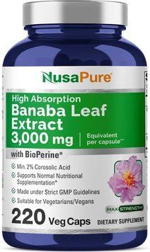 Экстракт листьев банабы премиум-класса NusaPure Banaba Leaf Extract 220 капсул 2342091472 фото