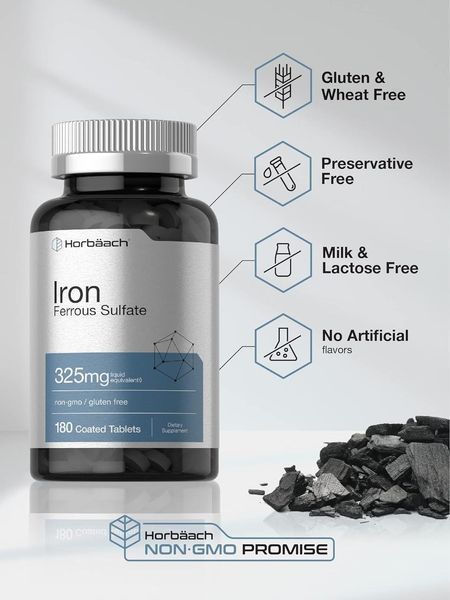 Домішка преміумкласу сульфат заліза Horb&auml;ach Iron Ferrous Sulfate 325mg 180 таблеток 2473363206 фото