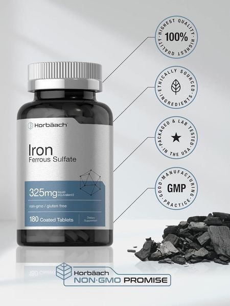 Домішка преміумкласу сульфат заліза Horb&auml;ach Iron Ferrous Sulfate 325mg 180 таблеток 2473363206 фото