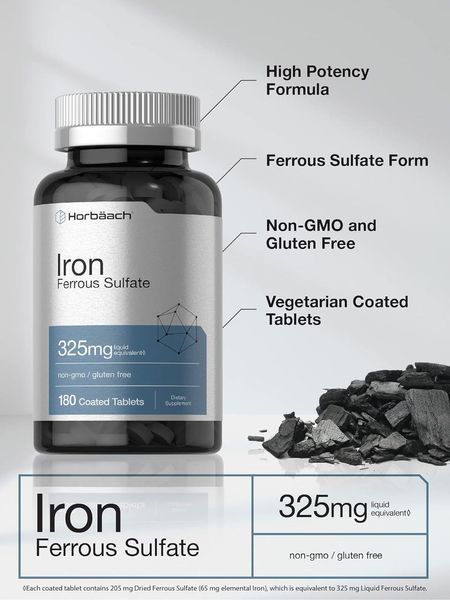 Домішка преміумкласу сульфат заліза Horb&auml;ach Iron Ferrous Sulfate 325mg 180 таблеток 2473363206 фото