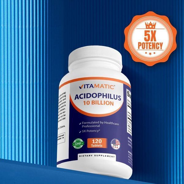 Домішка преміумкласу для підтримки травної та імунної системи Vitamatic Acidophilus Probiotic 10 Billion CFU 120 2658547494 фото