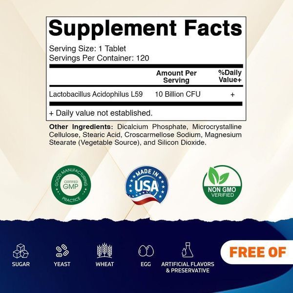 Домішка преміумкласу для підтримки травної та імунної системи Vitamatic Acidophilus Probiotic 10 Billion CFU 120 2658547494 фото