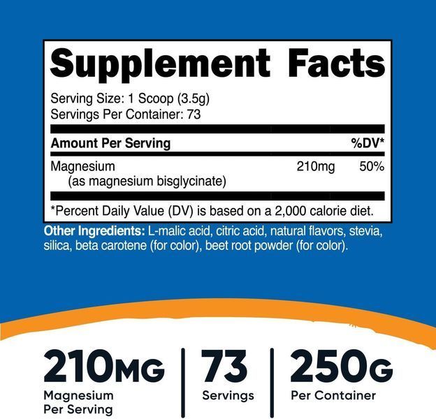 Порошок глицината магния Nutricost Magnesium Glycinate Powder 250 г 4384306274 фото