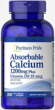 Витамины Puritan's Pride Absorbable Calcium 1200 mg Plus Vitamin D3 25 mcg 200 капсул (4384301939) 4384301939 фото