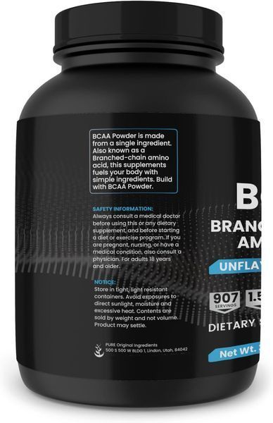 Добавка премиум-класса чистые аминокислоты BCAA Pure Original Ingredients 2:1 BCAA Powder 1360 г 4384308197 фото