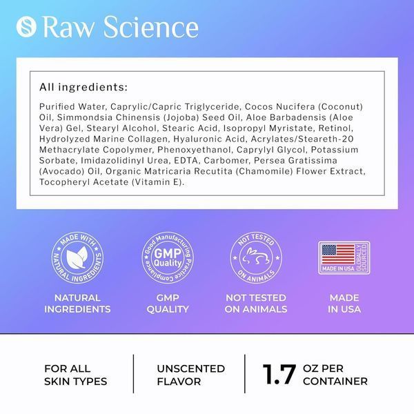 Антивозрастной увлажняющий крем Raw Science Collagen Retinol 50 мл 4384306326 фото