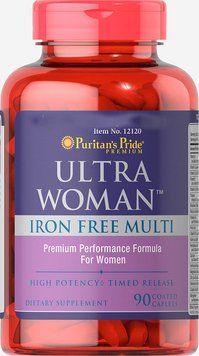 Витамины Puritan's Pride Ultra Women Daily Multi Iron Free Timed Release 90 таблеток (4384301671) 4384301671 фото
