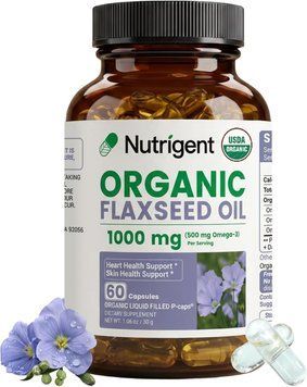 Добавка премиум-класса органическое льняное масло Nutrigent Organic Flaxseed Oil 1000 mg 60 капсул 43819538206 фото