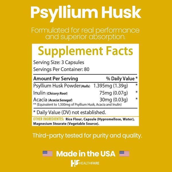 Добавка премиум-класса поддерживает здоровье пищеварения Healthfare Psyllium Husk 1500mg 240 капсул 4382641435 фото