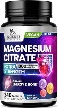 Добавка премиум-класса для костей, мышц, сердца, природная поддержка сна Nature's Nutrition Magnesium Citrate 1000mg 240 капсул 2864420542 фото