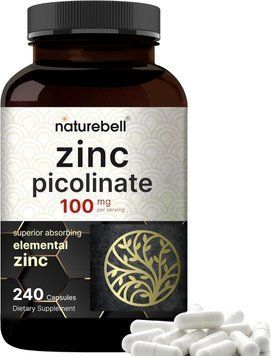 Піколінат цинку преміумкласу для підтримки імунітету NatureBell Zinc Picolinate 100mg 240 капсул 2428844237 фото