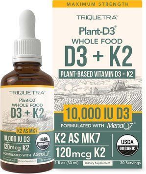 Органічні та рослинні сублінгвальні краплі преміумкласу Triquetra Health Organic Plant D3 + K2 10,000 iu 30 мл 2355863136 фото
