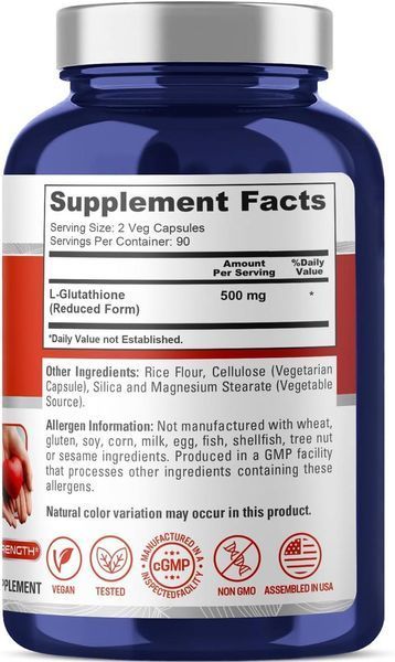 Глутатіон преміумкласу NusaPure Reduced Glutathione 180 капсул 2257678271 фото