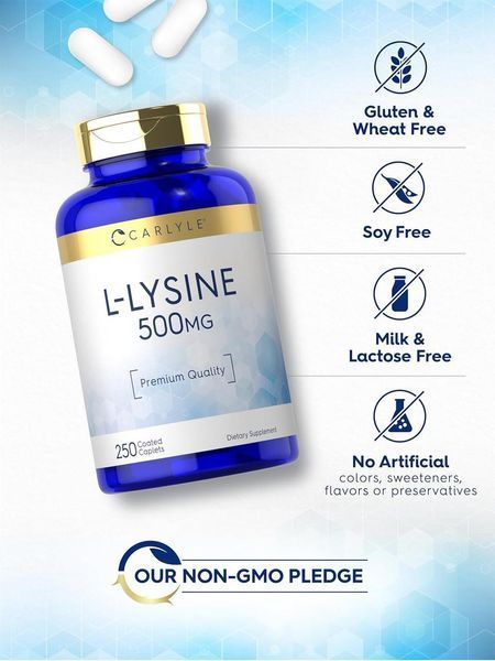 Домішка преміумкласу лізин Carlyle L-Lysine 250 таблеток 2801235993 фото