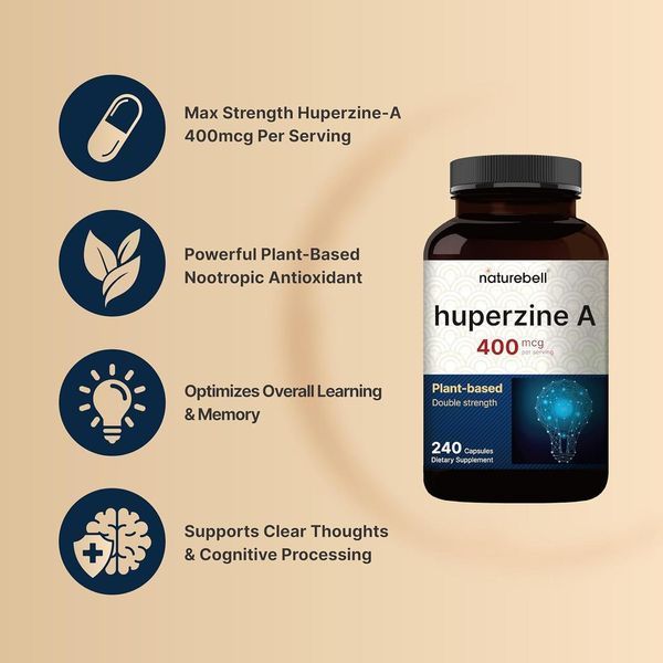 Преміумдобавка для здоров'я мозку NatureBell Huperzine A 400 mcg 240 капсул 2428844238 фото