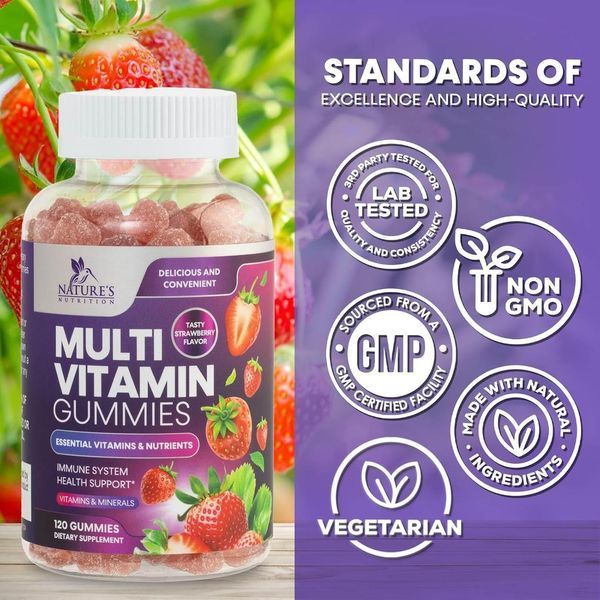 Домішка преміумкласу щоденні жувальні цукерки з вітамінами Nature's Nutrition Multivitamin Gummies 120 таблеток 2864420543 фото