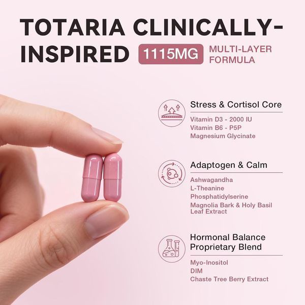 Домішка преміумкласу для гормонального балансу Totaria Women's Cortisol with Hormonal Balance 120 капсул 43819538759 фото