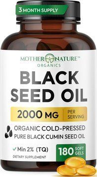 Добавка премиум-класса масло чёрного тмин холодного пресса Mother Nature Organics Black Seed Oil 2000mg 180 капсул 43819538707 фото