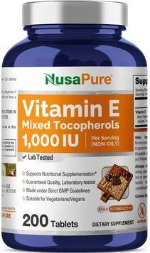 Вітамін Е преміумкласу NusaPure Vitamin E 200 таблеток 2257678272 фото
