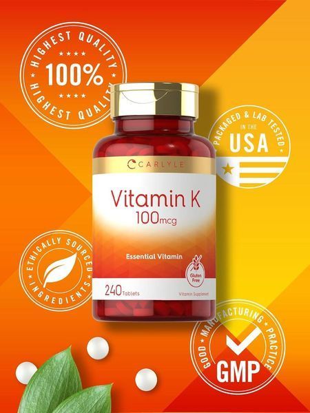 Добавка премиум-класса витамин K Carlyle Vitamin K 100 mcg 240 таблеток 4383639103 фото