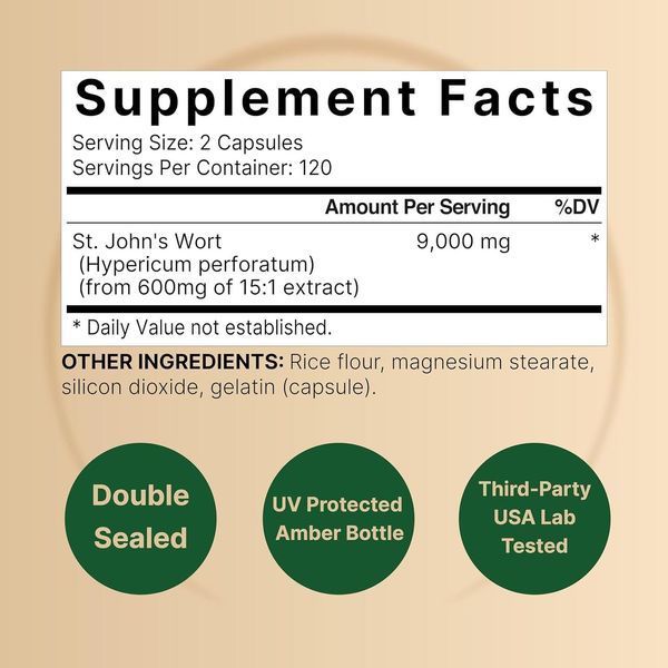 Добавка премиум-класса зверобой для поддержки позитивного настроения NatureBell St Johns Wort 9,000mg 240 капсул 4384307292 фото