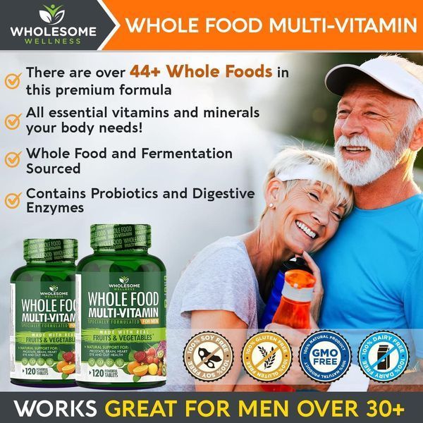 Цельнопищевые мультивитамины для мужчин Wholesome Wellness Whole Food Multivitamin for Men 120 таблеток 4384305899 фото