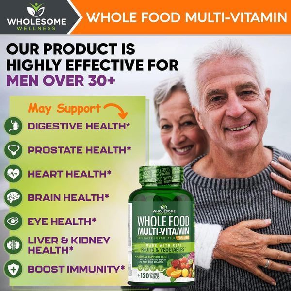 Цельнопищевые мультивитамины для мужчин Wholesome Wellness Whole Food Multivitamin for Men 120 таблеток 4384305899 фото