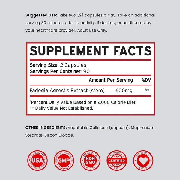 Добавка преміум-класу екстракт фадогія агрестис Dorado Nutrition Fadogia Agrestis 600mg Extract 180 капсул 43819538187 фото