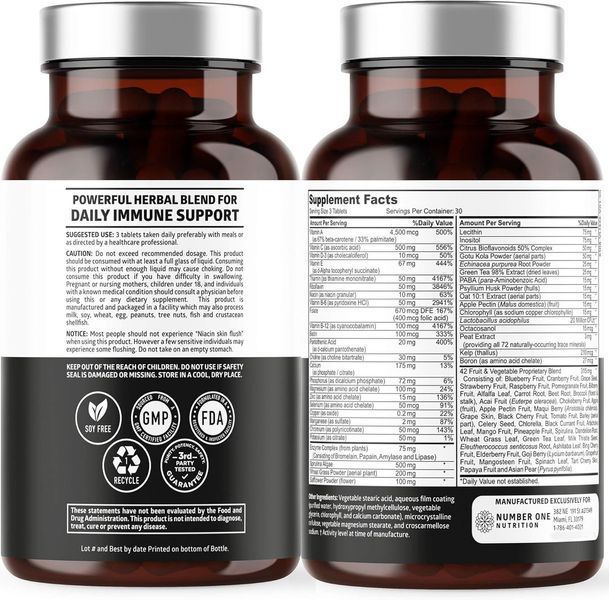 Добавка премиум-класса мультивитамины на растительной основе Number One Nutrition Vegan Multivitamins 90 таблеток 4384308702 фото
