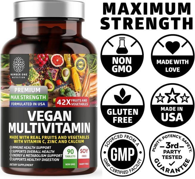 Добавка премиум-класса мультивитамины на растительной основе Number One Nutrition Vegan Multivitamins 90 таблеток 4384308702 фото