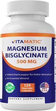 Домішка преміумкласу бісгліцинат магнію Vitamatic Magnesium Bigglycinate 500mg 120 капсул 2667635317 фото
