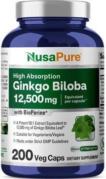Экстракт гинкго билоба премиум-класса NusaPure Ginkgo Biloba 200 капсул 4384306734 фото