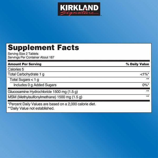 Хондропротектор Kirkland Signature Extra Strength Glucosamine HCI 1500mg With MSM 1500 mg 375 таблеток (4384304429) 4384304429 фото