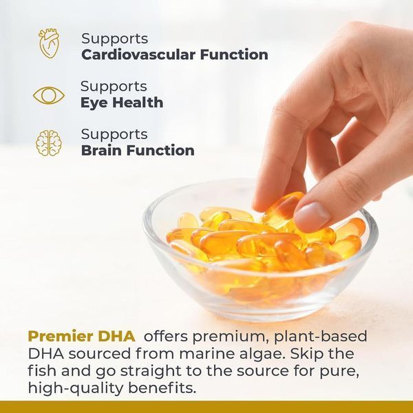 Добавка премиум-класса DHA на основе водорослей Premier Research Labs Premier DHA 60 капсул 43819538363 фото