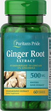 Спеціальний продукт Puritan's Pride Ginger Root Standardized Extract 500 mg 60 капсул (4384301571) 1060001388 фото