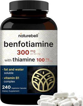 Бенфотиамин премиум-класса NatureBell Benfotiamine 300mg with Thiamine 100mg 240 капсул 4384307295 фото