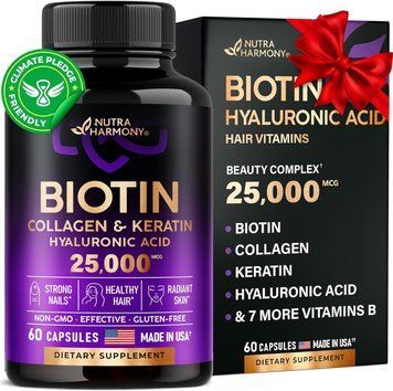 Комплекс для волос, кожи и ногтей Nutra Harmony Biotin Collagen Keratin Hyaluronic Acid 60 капсул 4384306014 фото