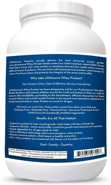 Домішка преміумкласу ізолят сироваткового протеїну LifESource Vitamins Protein Isolate 1360 г 2850859833 фото