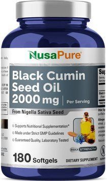 Олія чорного кмину преміумкласу NusaPure Black Cumin Seed Oil 180 капсул 2328281460 фото