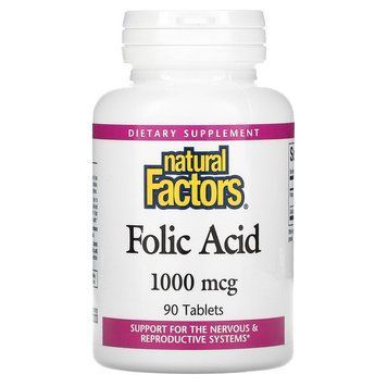 Natural Factors Folic Acid 1,000 mcg 90 таблеток (4384304201) 1589283496 фото