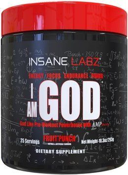 Домішка преміумкласу стійка енергія памп витривалість Insane Labz I am God 293 г 2939159926 фото