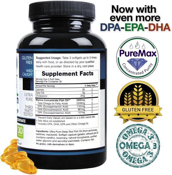 Добавка премиум-класса глубоководные концентрированные омега-3 ecostream Naturals Omega 3 Fish Oil DPA-EPA-DHA 2,900mg 90 капсул 4382625706 фото