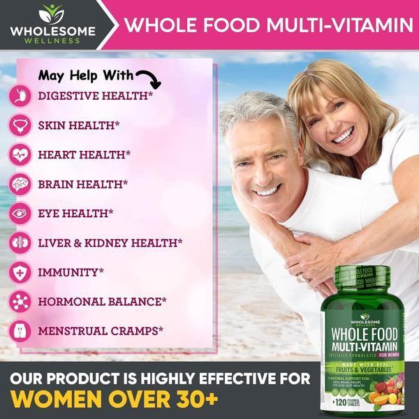 Цельнопищевые мультивитамины для женщи Wholesome Wellness Whole Food Multivitamin for Women 120 таблеток 4384305903 фото
