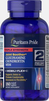 Хондропротектор Puritan's Pride Triple Strength Glucosamine, Chondroitin&MSM Joint Soother 180 таблеток 1060001390 фото
