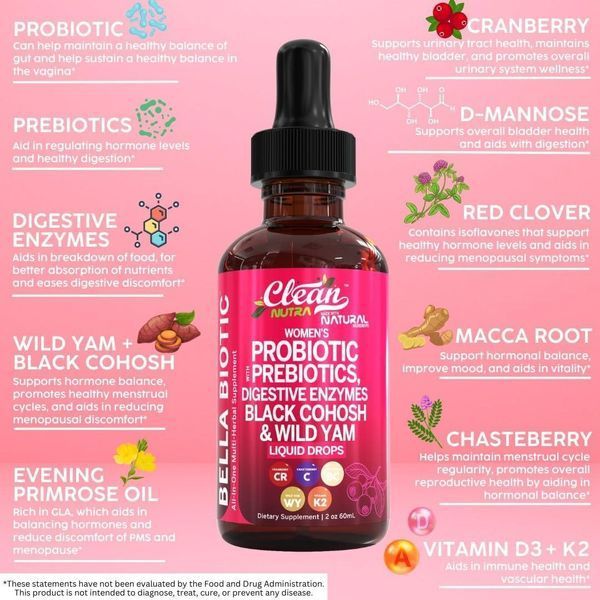 Добавка премиум-класса пробиотики для здоровья пищеварения Clean Nutraceuticals Liquid Probiotics for Women Drops 60 мл 4384307854 фото