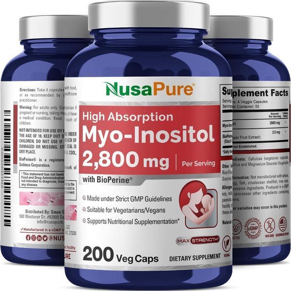 Мио-инозитол премиум-класса с высокой степенью усвоения NusaPure Myo-Inositol 200 капсул 4384306840 фото